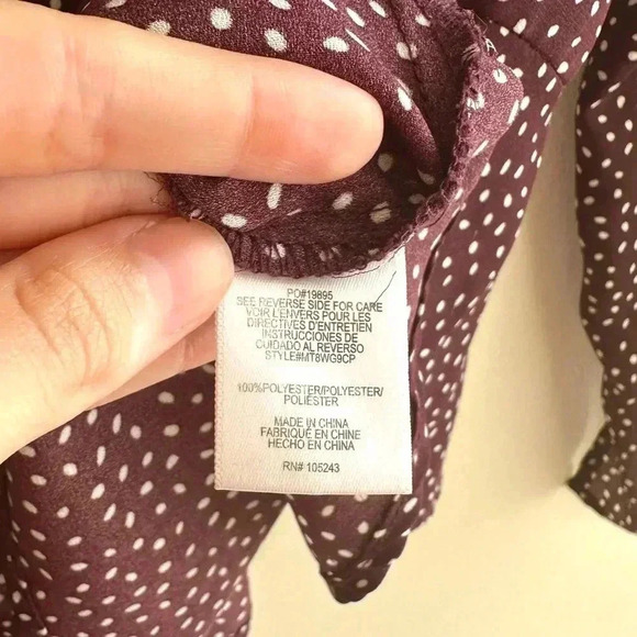 B Collection by Bobeau Purple and White Polka Dot Blouse, Size Medium - Picture 15 of 16